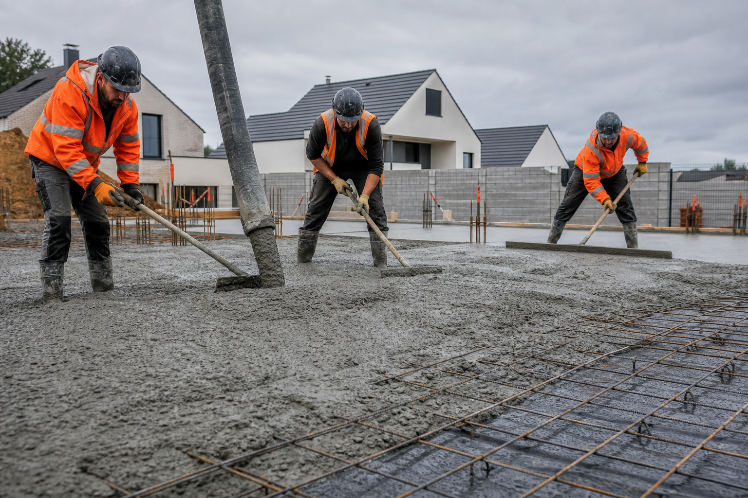 Coulage d'une dalle béton pour une maison en Île-de-France