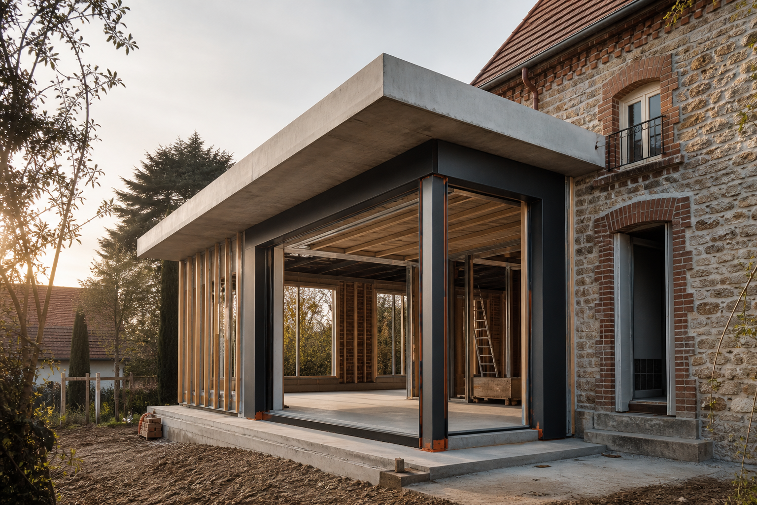 Extension contemporaine d’une maison existante